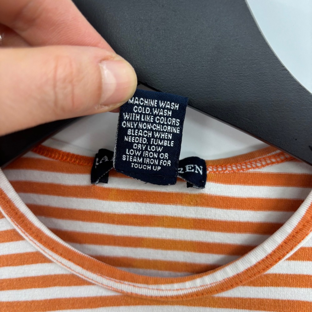 Ralph Lauren Kids Striped Short Sleeve T-Shirt Medium Orange White Pony Logo - Picture 8 of 11